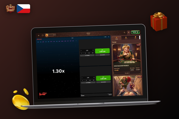 Přechod z Aviator demo režimu do reálné hry v Crazytower Casino na split screenu