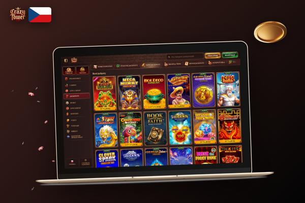 Crazytower Casino na počítači v samostatném okně s lobby slotů a sportovními sázkami
