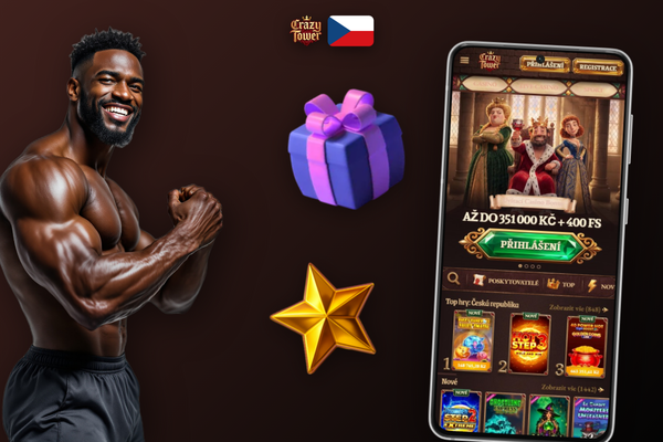 Crazytower Casino app pro iOS v ruce na iPhonu se zobrazeným herním lobby