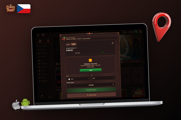 Hráč vybírá výhry v Crazytower Casino metodou shodnou s vkladem podle pravidel AML